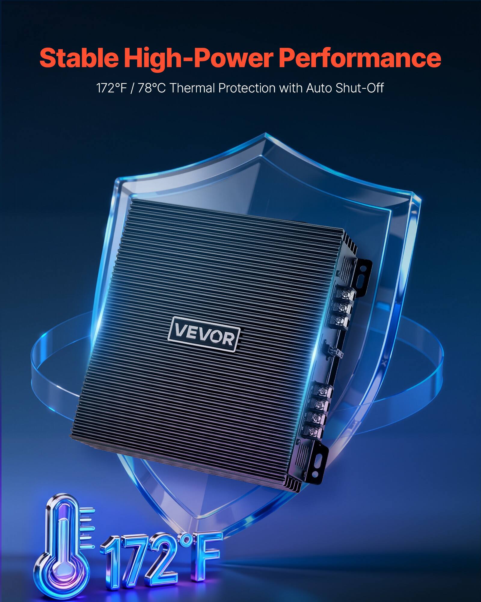 Stable High-Power Performance  
172°F / 78°C Thermal Protection with Auto Shut-Off  
VEVOR