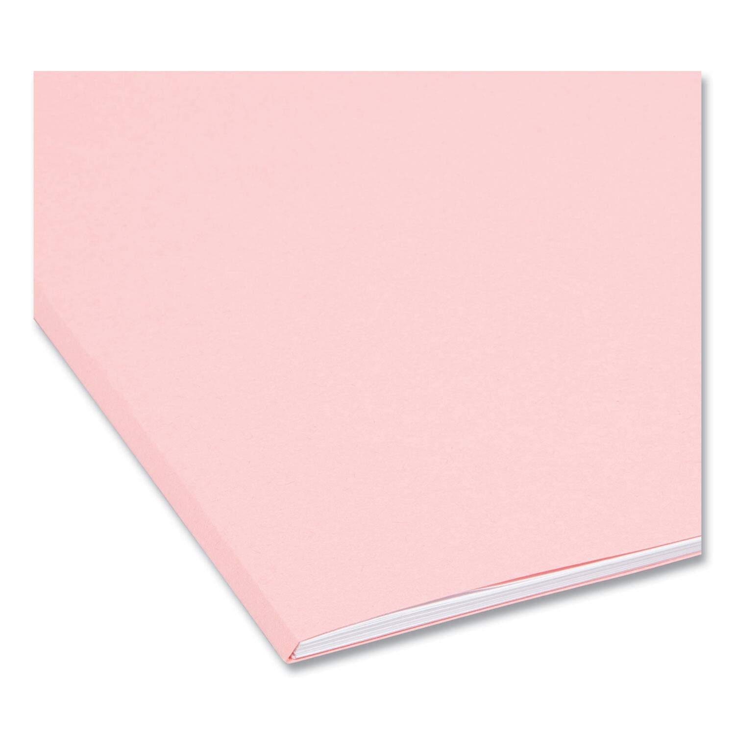Back. Smead Manufacturing - Colored File Folders, 1/3-Cut Tabs: Assorted, Letter Size, 0.75" Expansion, Pink, 100/Box.