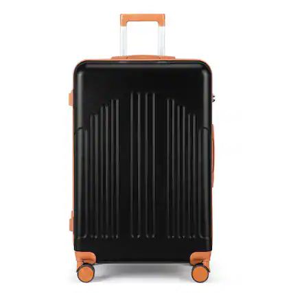 Front. Winado - 28" Checked Luggage Trolley Case ABS Hardside Large Suitcase with Double Spinner Wheels & TSA Lock for Travel Business - Black & Brown.