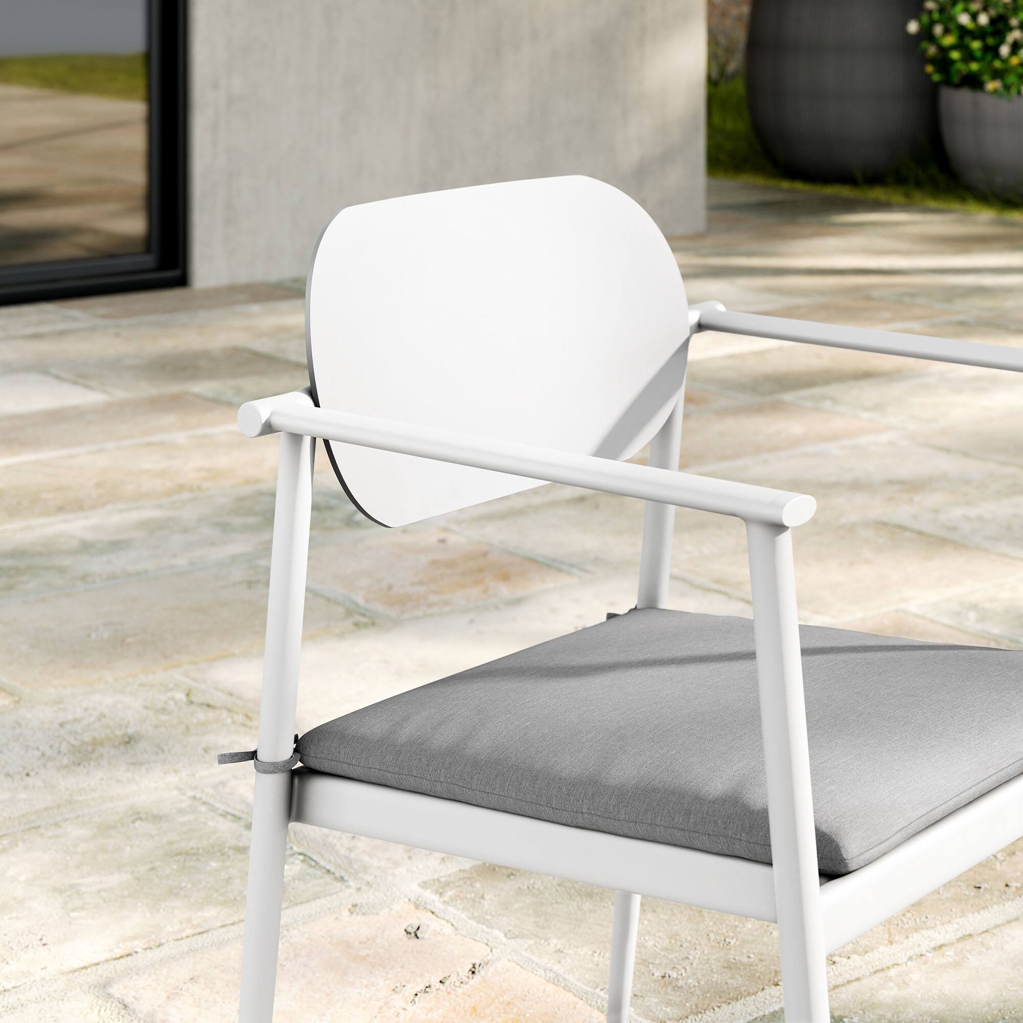 Alt View 1. Modway - Aeris Stackable Outdoor Patio Aluminum Dining Armchair Set of 2 by Modway - White.