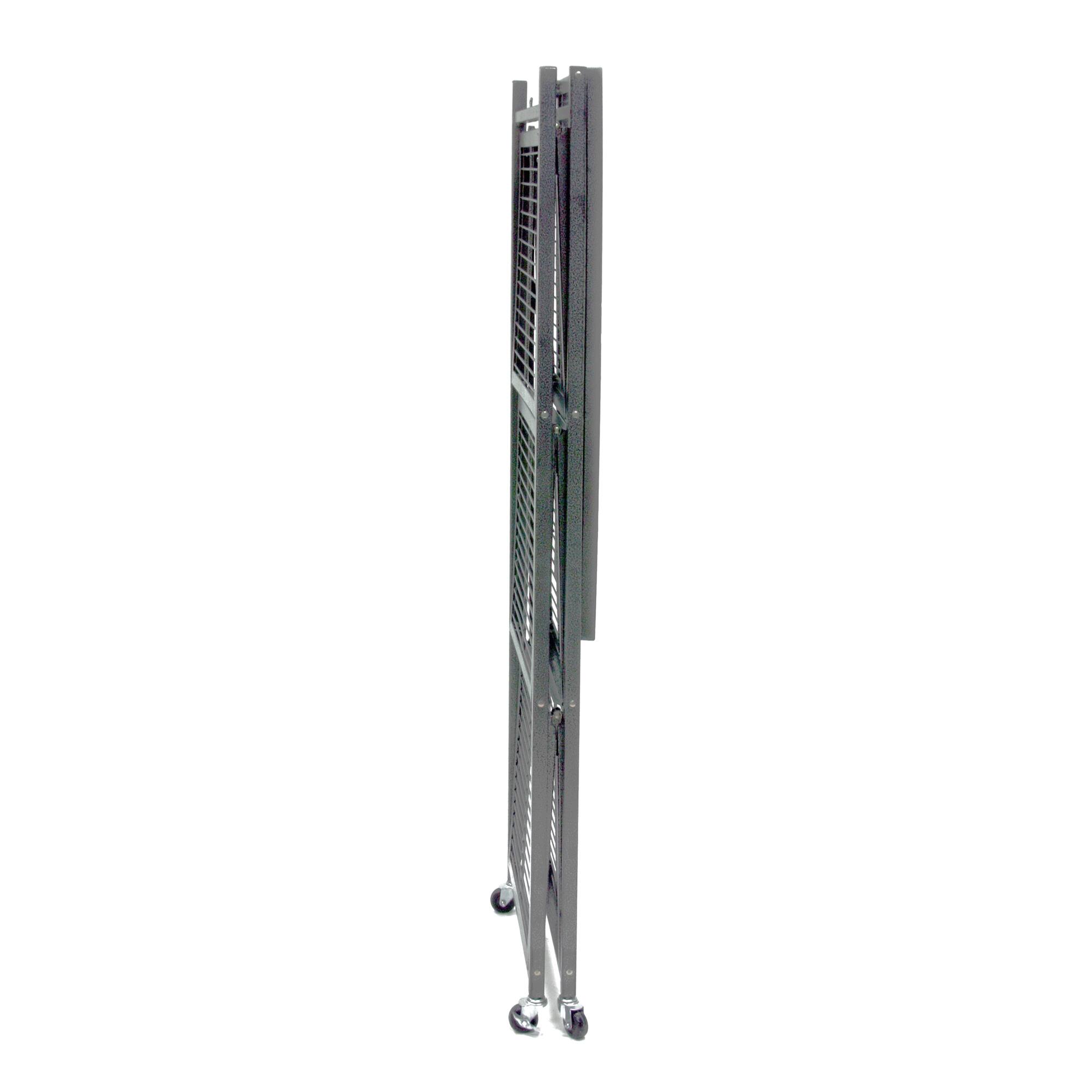Alt View 7. Origami - Origami 4 Tier Multipurpose Folding Storage Organizing Rack with Wheels (2 Pack) - Pewter.