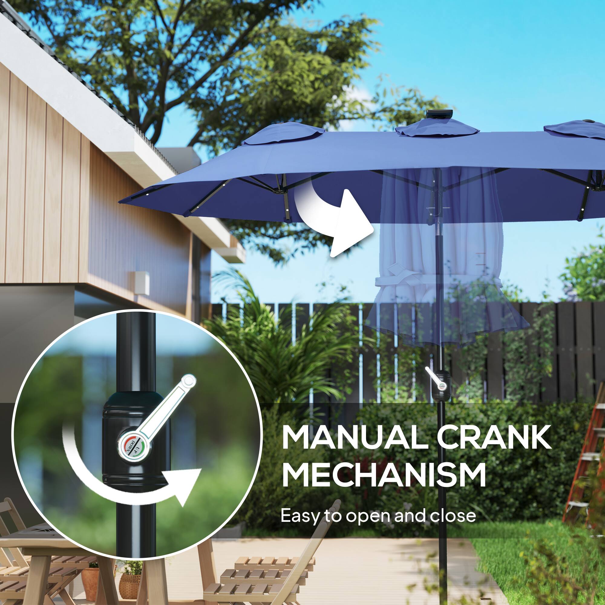 MANUAL CRANK MECHANISM  
Easy to open and close