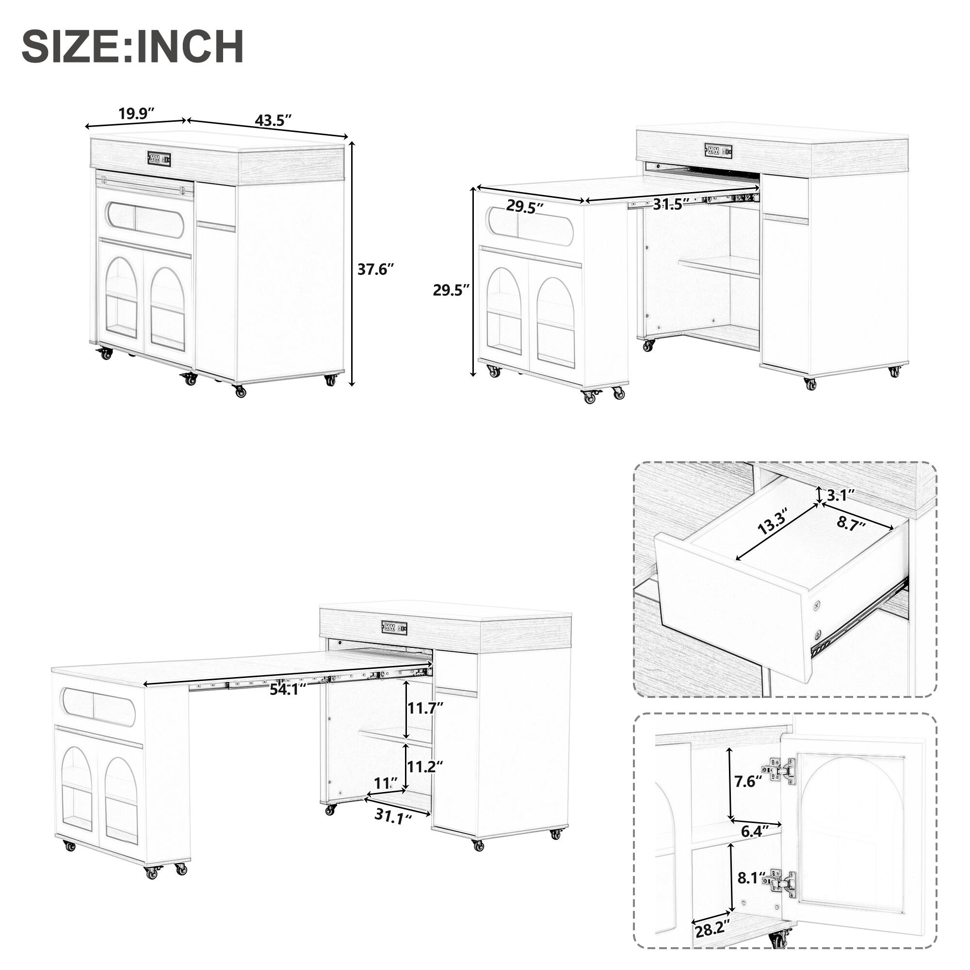 SIZE: INCH

- 19.9" x 43.5" x 37.6" x 29.5"
- 29.5" x 31.5" x 54.1" x 11.7" x 11.2" x 11" x 31.1"
- 13.3" x 8.7" x 3.1"
- 7.6" x 6.4" x 8.1" x 28.2"