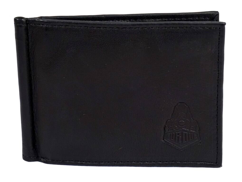Alt View 1. Rico Industries - Purdue Boilermaker's Genuine Black Leather Money Clip Wallet RFID Blocking - Multi.