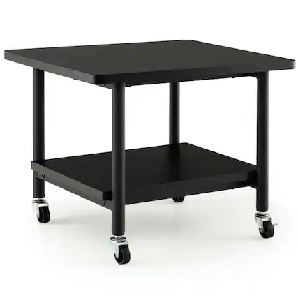 Front. Resenkos - Under Desk Printer Stand with 4 Wheels and Locking Mechanism-Black - Black.