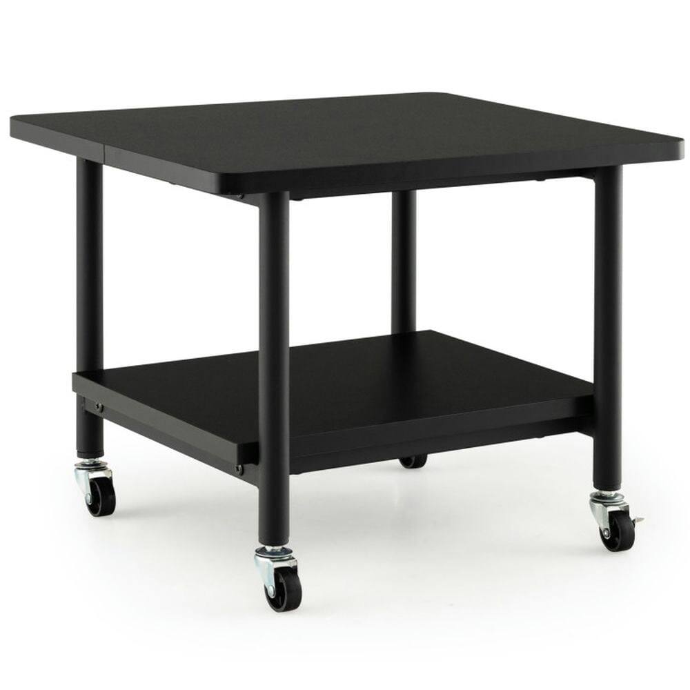 Front. Kadyn - Under Desk Printer Stand with 4 Wheels and Locking Mechanism-Black - Black.