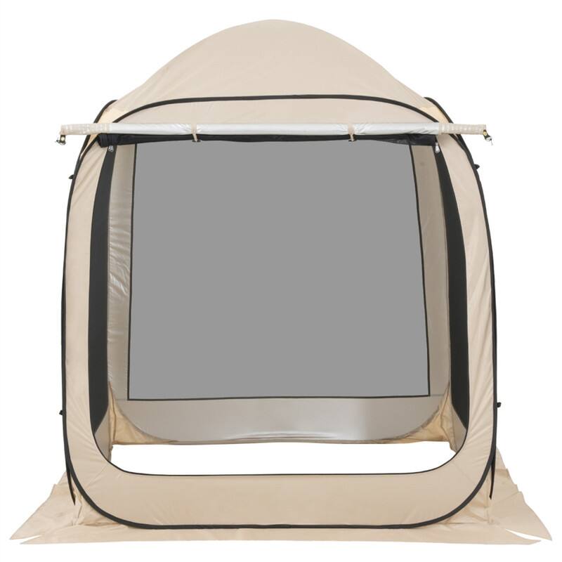 Alt View 7. HTUTWOO - Portable House Tent - 6 x 6 ft 4-6 Person Pop Up Tent, Extended Awning, Screened Canopy with Carry Bag & Netting Sides - Beige.