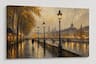 FC Design - Large Canvas 24x36" Vintage Street Lamp Golden City Rain Art Painting Home Wall Décor - MultiColor