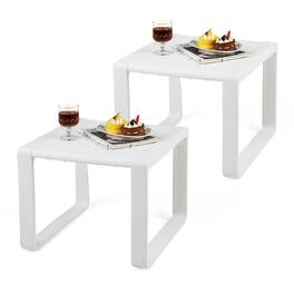 Pefilos - Weather Resistant Adirondack Outdoor Side Table Set of 2, Patio Coffee Table for Outdoor as Garden, Yard - White