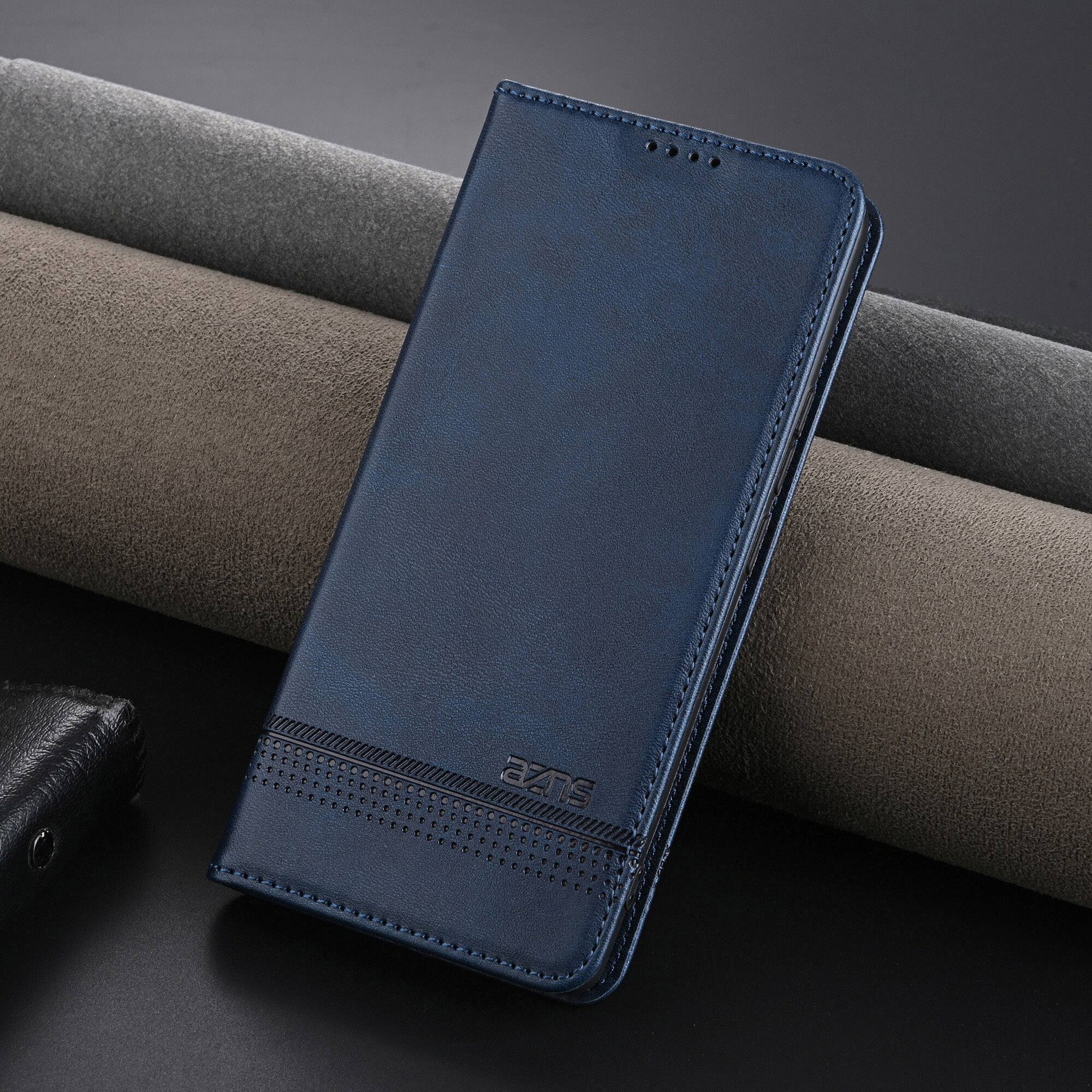 Back. Dteck - Dteck Magnetic Case for Samsung Galaxy A17 5G with Wallet Card Slots PU Leather Kickstand Flip Phone Cover - Blue.