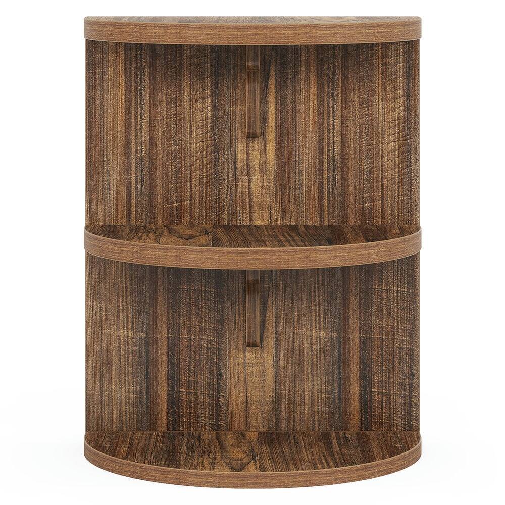 Angle. Kadyn - Kadyn Sofa Side End Table, Couch Table,3-Tier Half-Round End Table, Semi-circular Side Table for Living Room,Brown - Brown.