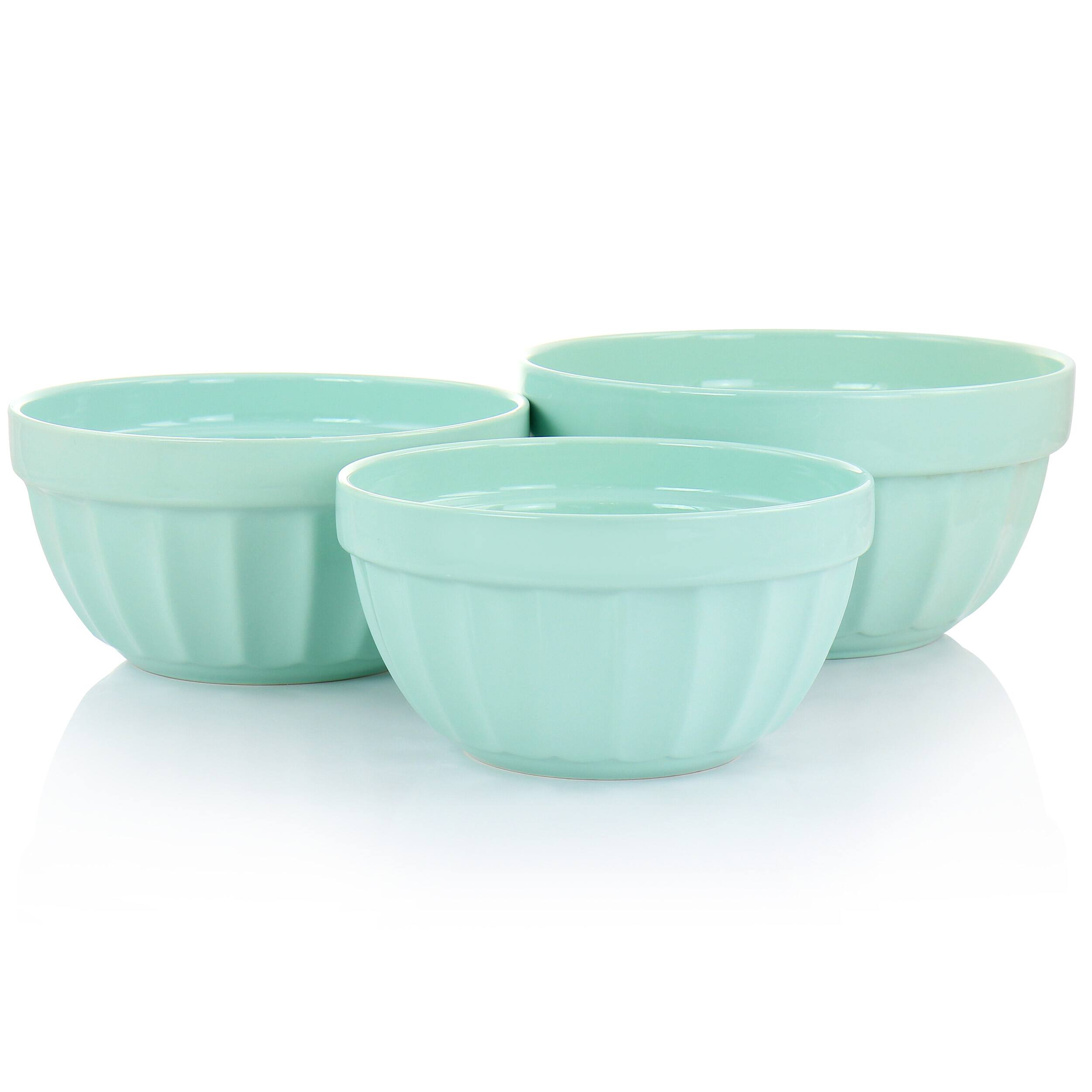 Alt View 1. Martha Stewart - Martha Stewart 3 Piece Stoneware Bowl Set in Turquoise - Blue.