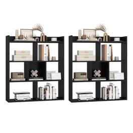 Costway - 2 PCS 7-cube Bookcase Open Storage Shelf with Anti-tipping Kits for Living Room - Black