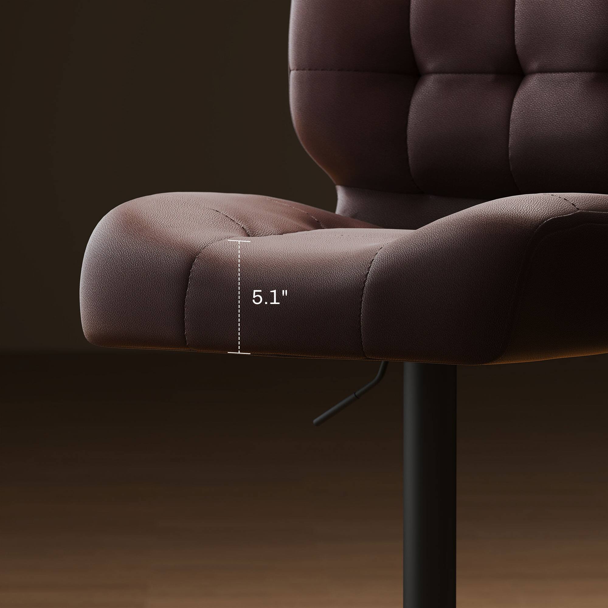 Alt View 7. Homcom - Bar Height Bar Stools Set of 2 with Adjustable Seat, Adjustable Swivel Barstools with Thick Padded Cushion - Brown.