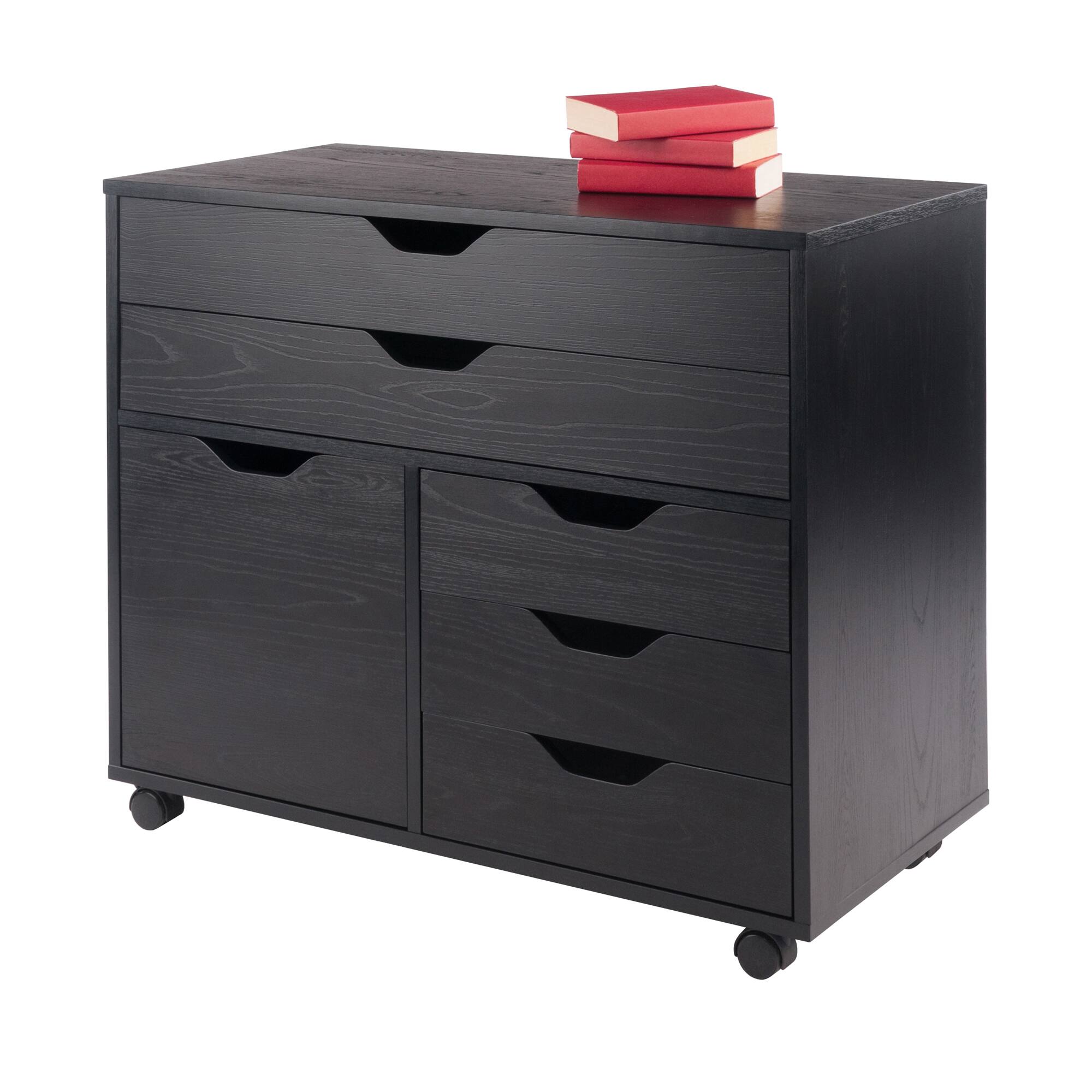 Alt View 6. Winsome Wood - Halifax 3-Section Multi-Storage Mobile Cabinet - Black.