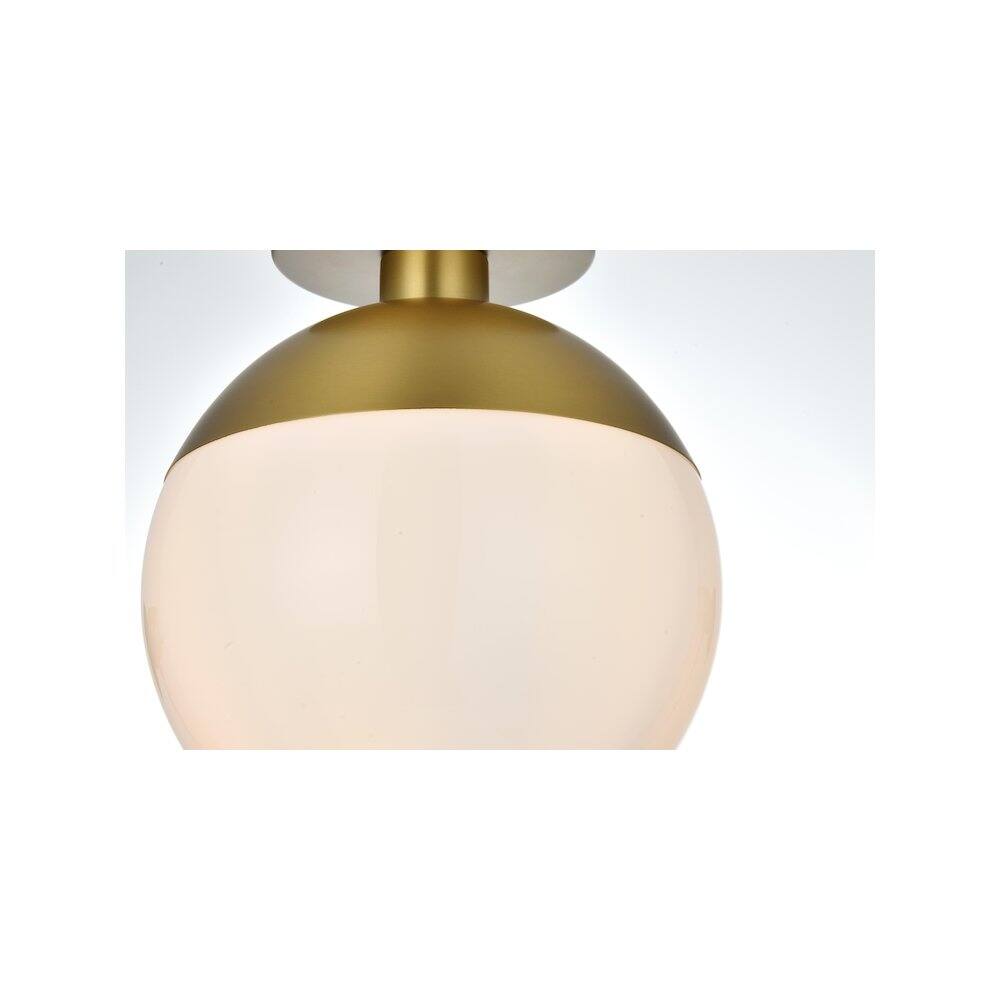 Alt View 3. Living District - Eclipse 10 Inch Flush Mount Ceiling Light Frosted White Shade in Satin Gold - Satin Gold And Frosted White.