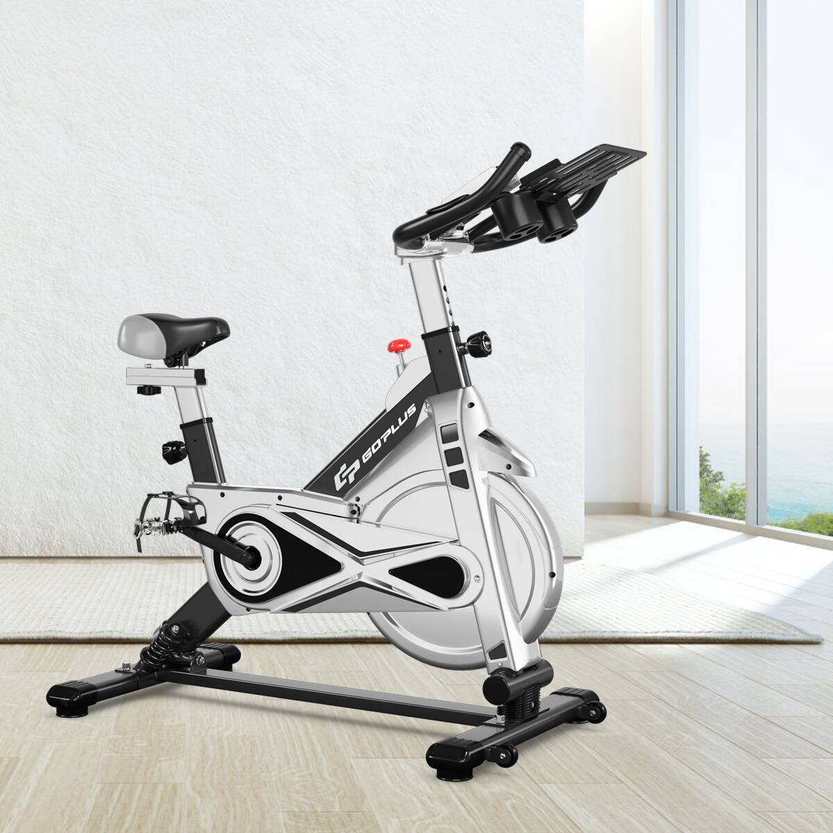 Alt View 20. Costway - Indoor Stationary Exercise Cycle Bike Bicycle Workout w/ Large Holder - Black/Gray.