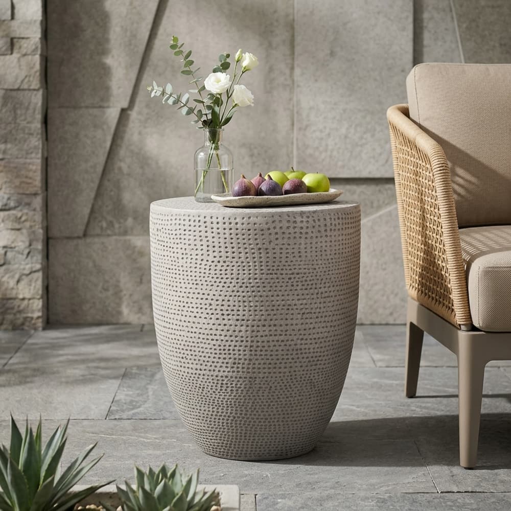 Loheer - Lightweight Concrete Side Table, Modern MGO End Table for Outdoor Patio Poolside, Fully Assembled Accent Table - Gray price history on PriceWatchPro