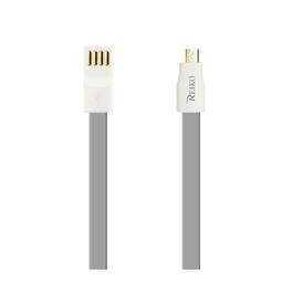 Reiko - Flat Micro Usb Gold Plated Data Cable 3.9Ft With Cable Tie In - Gray
