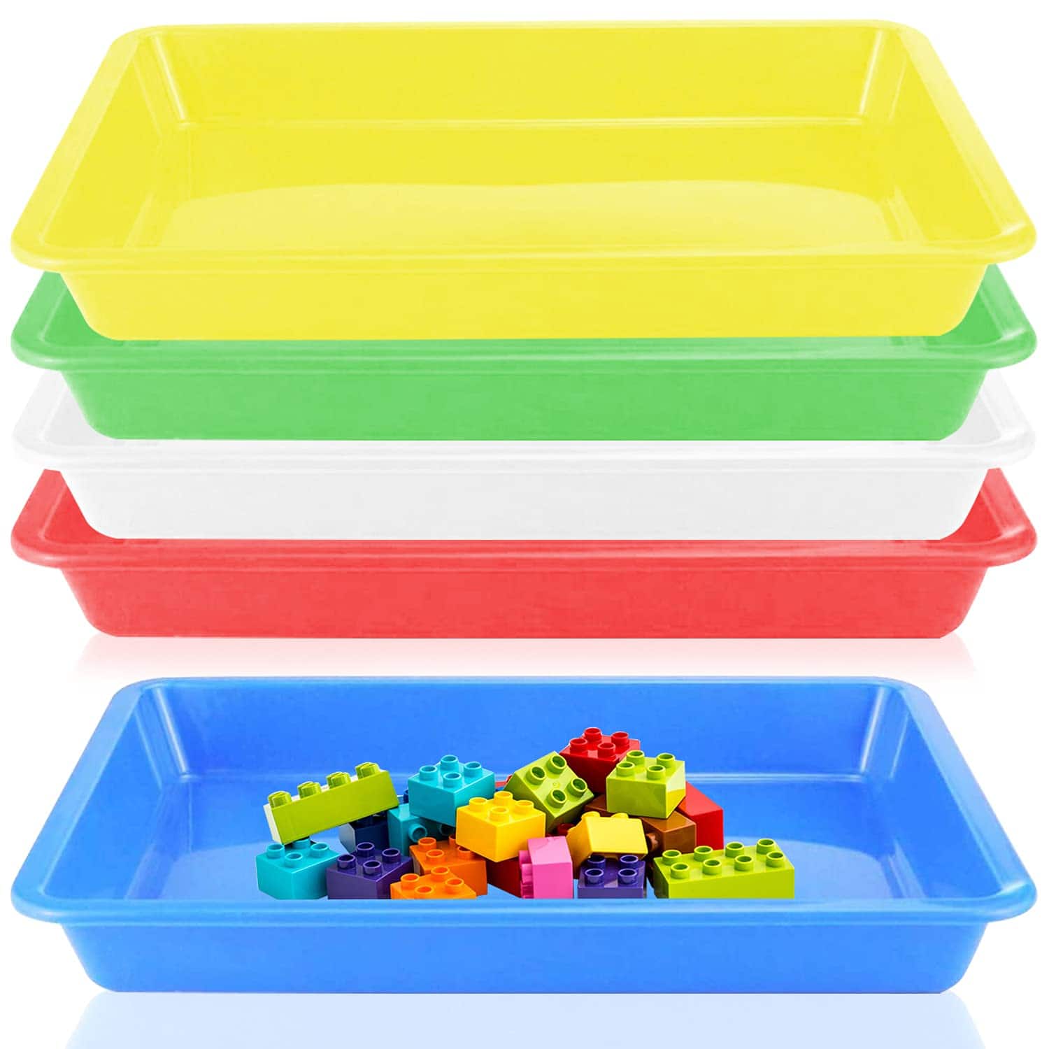 Dapper Styles - Plastic Art Trays - Stackable Activity Craft Organizer Serving Tray For Diy Projects Painting Beads 3 1 - 13.4 x 9.8 x 1 inch