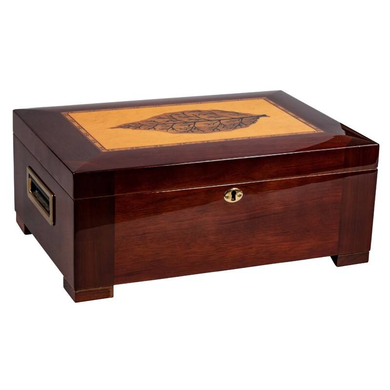 Angle. Prestige - Santa Barbara Cigar Humidor - Elegant High Lacquer Finish.