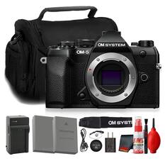 OM SYSTEM OM-5 UNAtUs OM SYSTE OLYMPUS Li-Ion BATTERY Caa SVSTIAS M 4 T E 10 5 SAVE ELECTRONIC LENS CLEANE