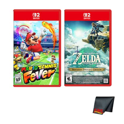 2 Nintendo Switch games:
1. Mario Tennis Aces
2. The Legend of Zelda: Tears of the Kingdom
Nintendo Switch 2 Edition
Rating Pending (RP) - ESRB
Includes the Nintendo Switch game and the Nintendo Switch 2 Edition upgrade pack. Upgrade pack sold separately. For details, visit: www.nintendo.com/switch2upgrade
KAVE ELECTRONICS - E10+ (Everyone 10+)