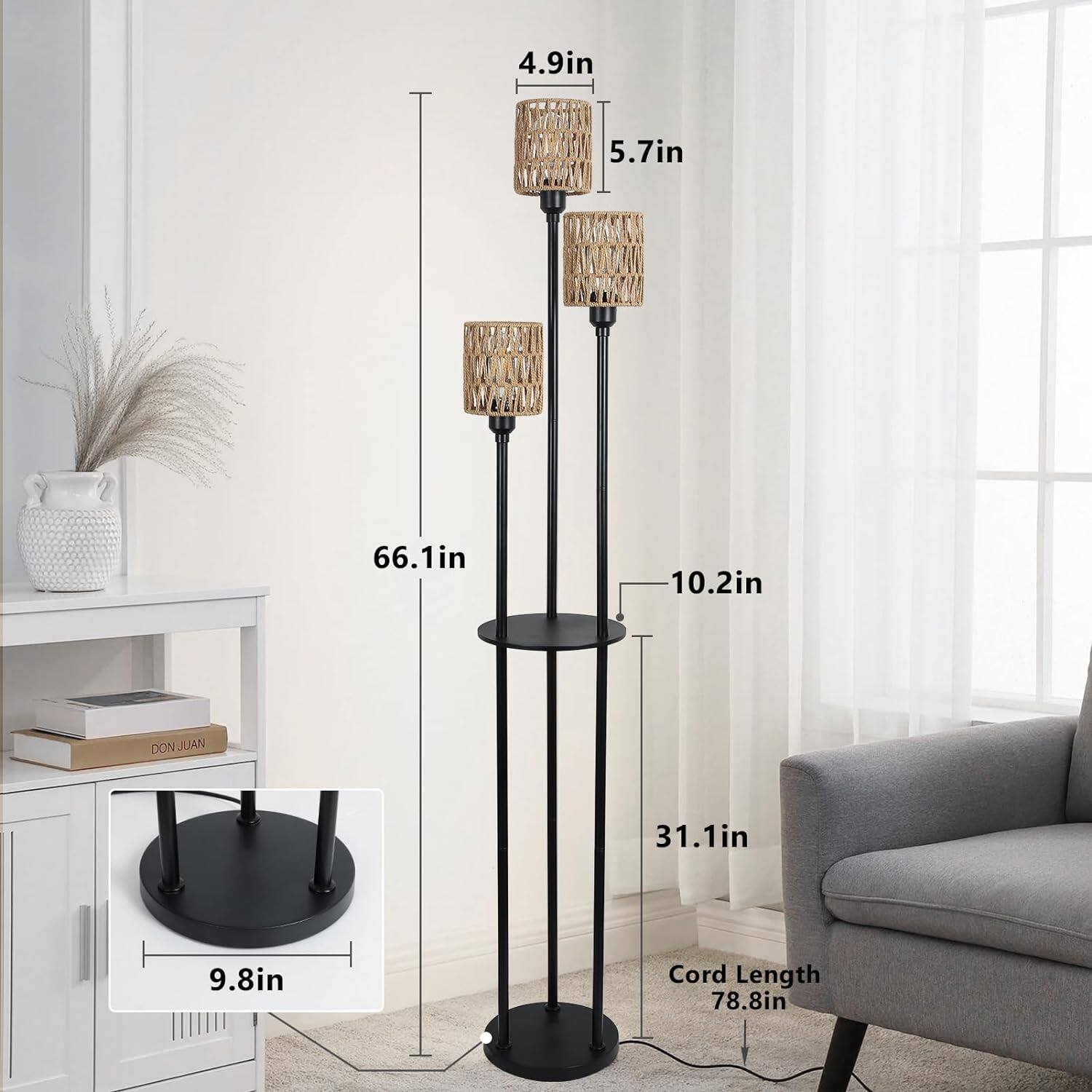 4.9in  
5.7in  
66.1in  
10.2in  
DONJUAN  
31.1in  
9.8in  
Cord Length 78.8in