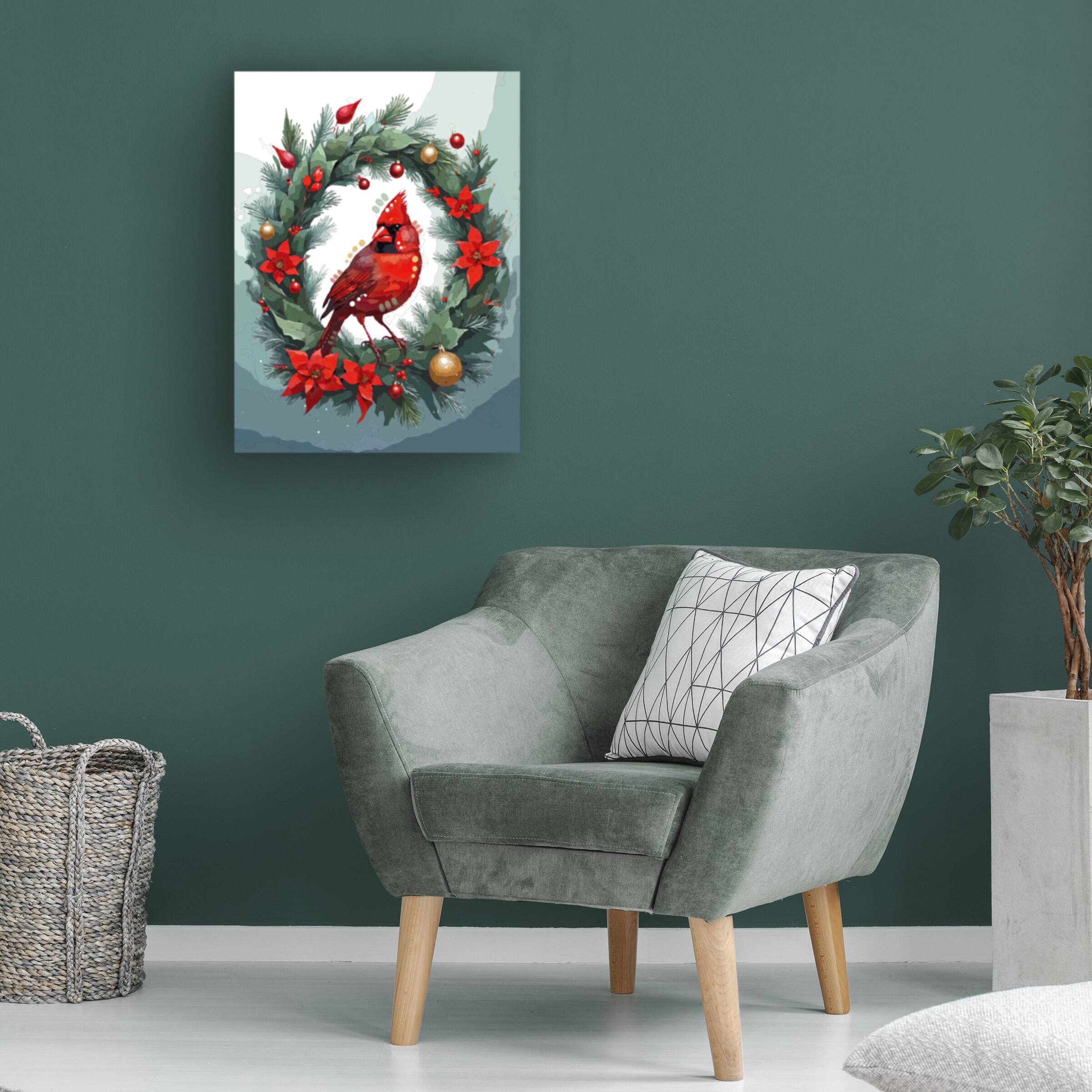 Left. Trademark Fine Art - Dean Russo- Evolution Collection Christmas Cardinal Canvas Art - 14x19 - Multicolor.