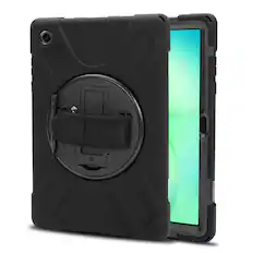 Front. Mybat - MyBat Rotatable Stand Protector Case with Wristband for Samsung Galaxy Tab A11 5G - Black - Black.