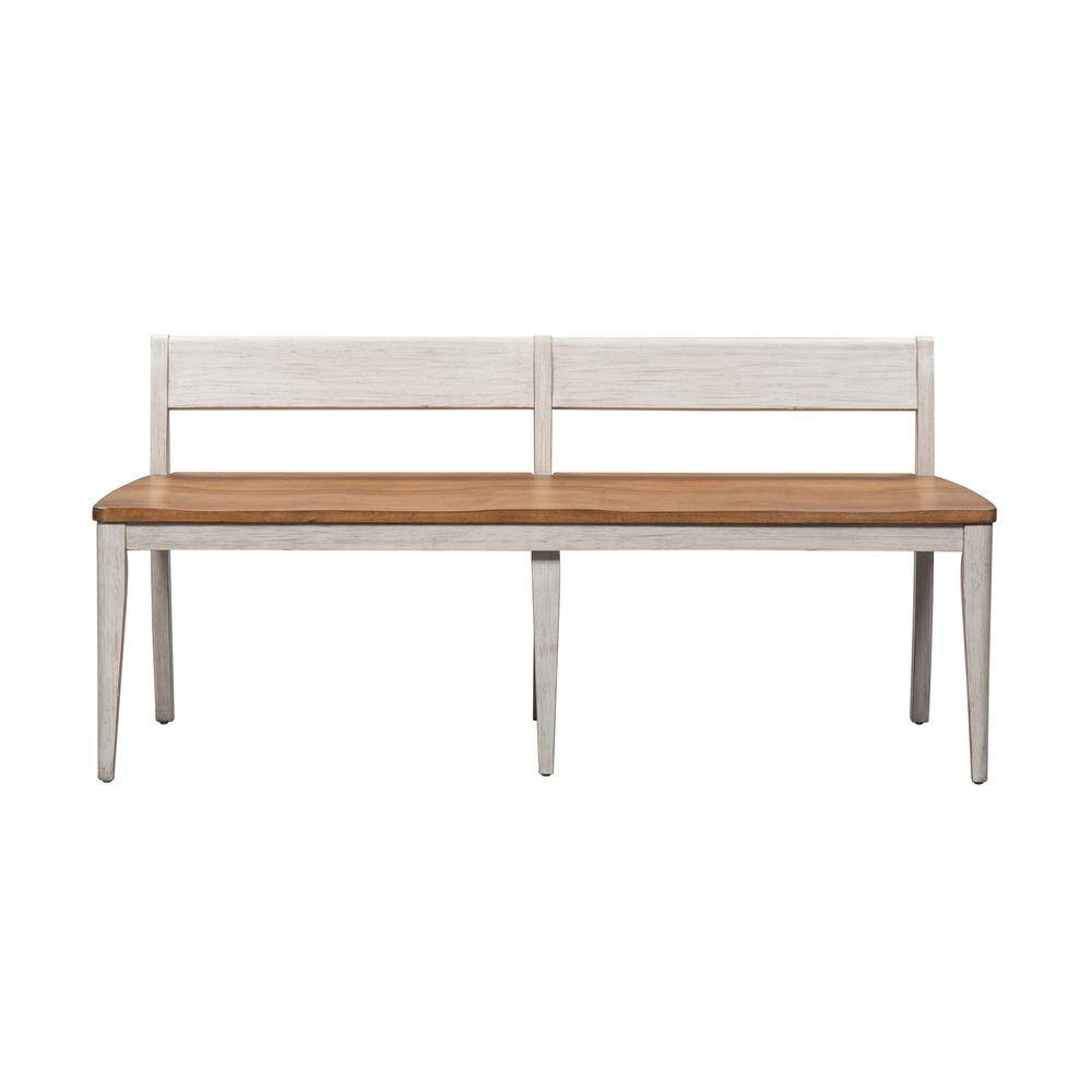 Alt View 1. Liberty Furniture Industries - Farmhouse Reimagined Bench (RTA) in Antique White w/ Chestnut Top - White.