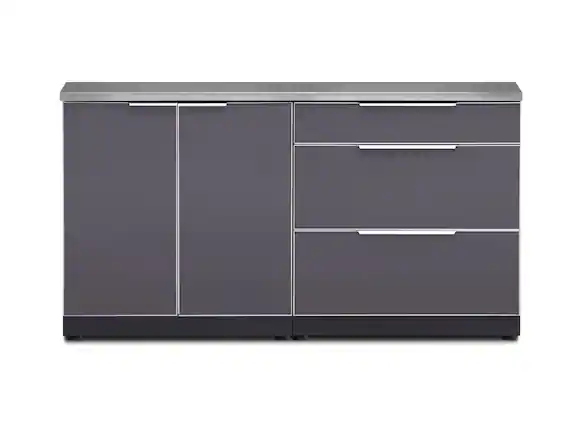 Front. NewAge Products - Outdoor Kitchen 3 Piece Cabinet Set in Slate Gray with Countertops - Slate Gray.