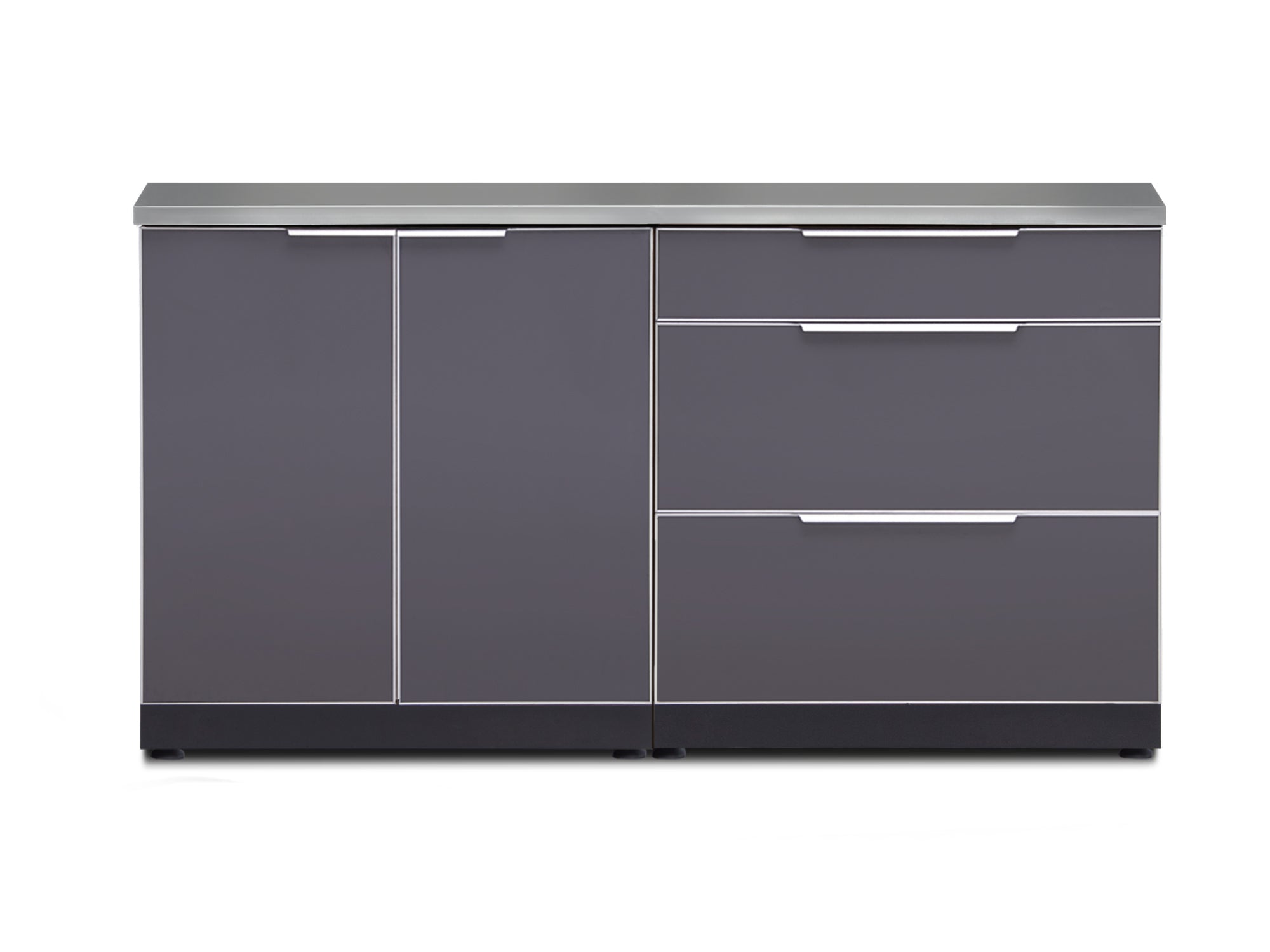 Front. NewAge Products - Outdoor Kitchen 3 Piece Cabinet Set in Slate Gray with Countertops - Slate Gray.