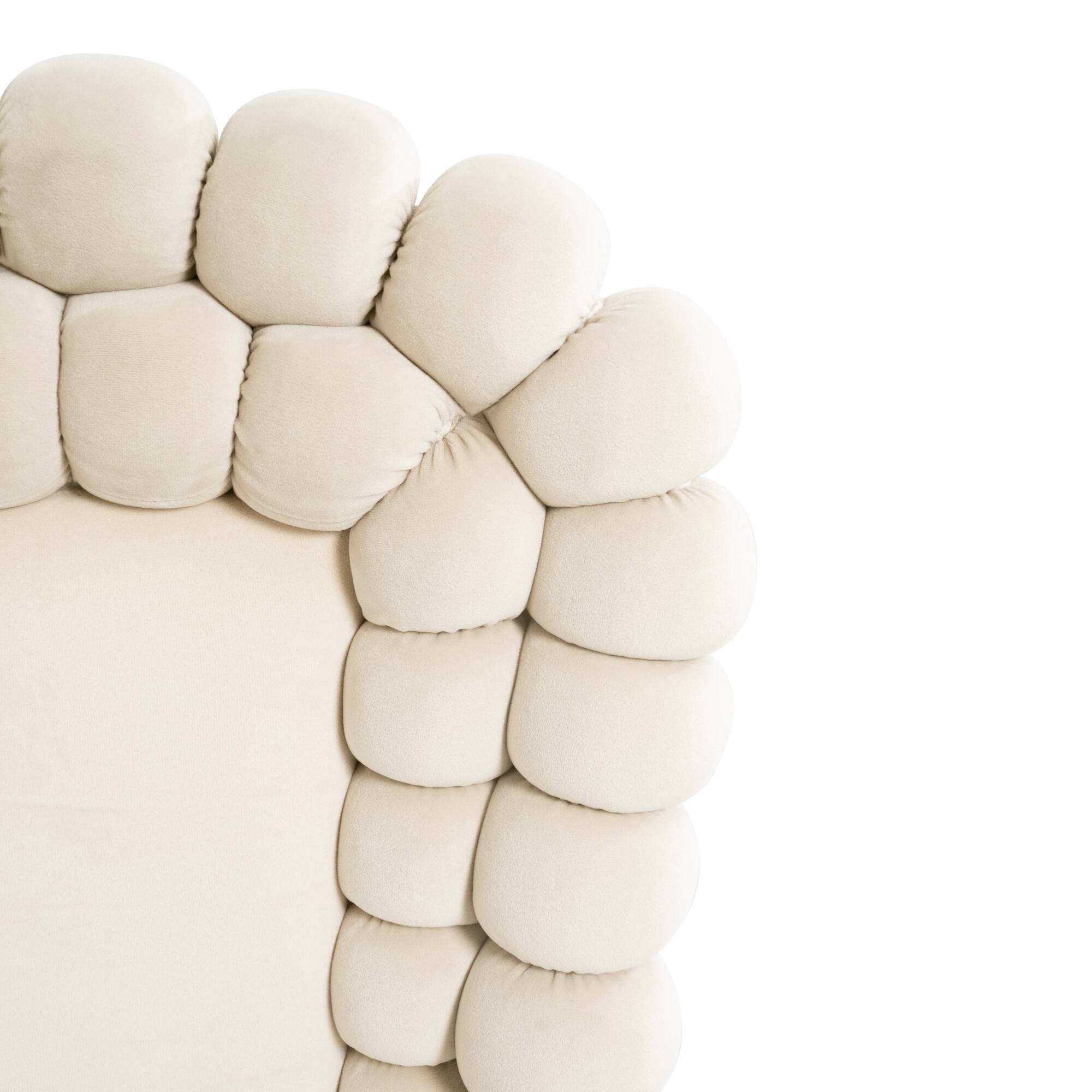 Alt View 4. GOODSILO - Set of 2 Velvet Upholstered Dining Chairs with Gold Metal Legs and 360-Degree Swivel Feature - Beige.