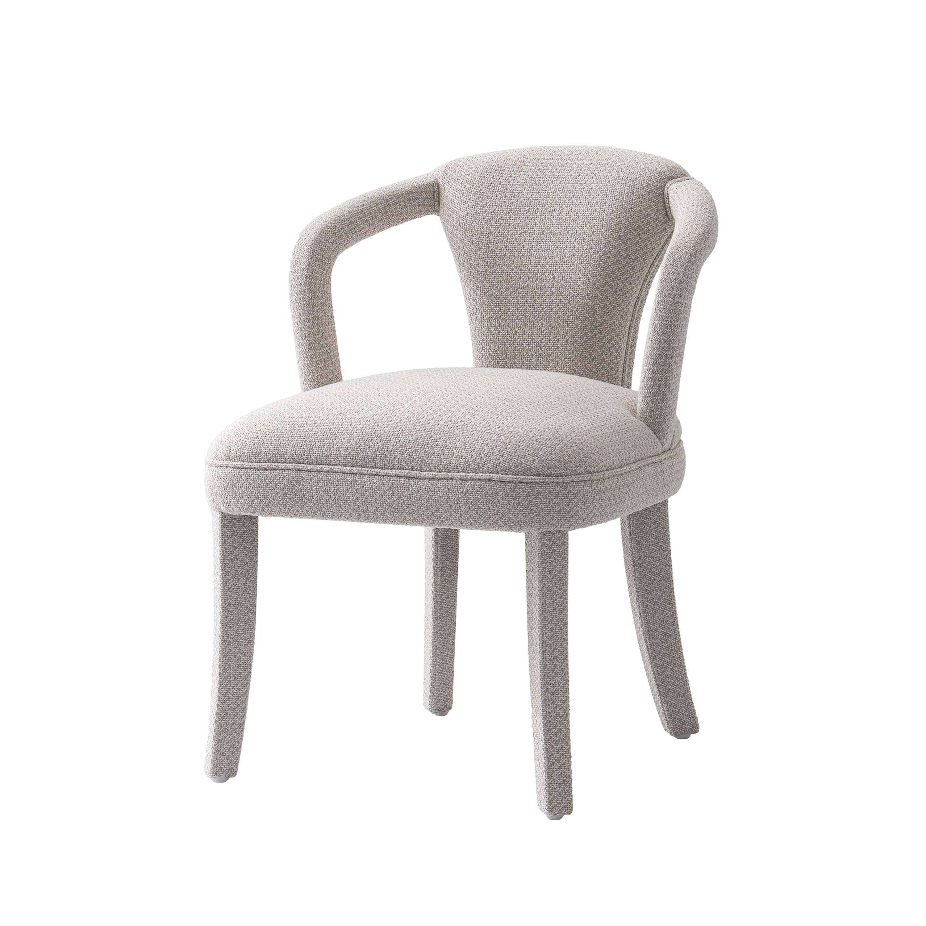 Alt View 2. Manhattan Comfort - Palmer Mid-Century Modern Upholstered Tweed Dining Chair with Arms - Silver Lining.
