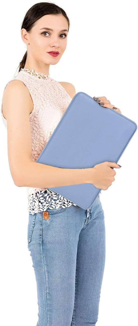 Alt View 1. mosiso - 16 inch Laptop Sleeve with Neoprene Padding and Small Accessory Pouch - fits 15–16 inch Notebooks - Serenity Blue.
