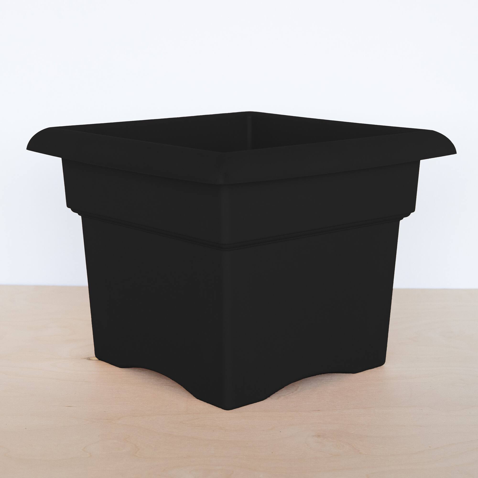 Alt View 2. Bloem - Black 18" - Veranda Deck Box Sq Planter.
