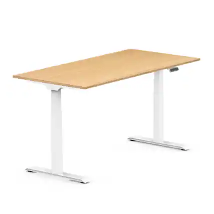 Front. FlexiSpot - FlexiSpot E7 60''W Electric Adjustable Standing Desk, Bamboo/White - Bamboo.