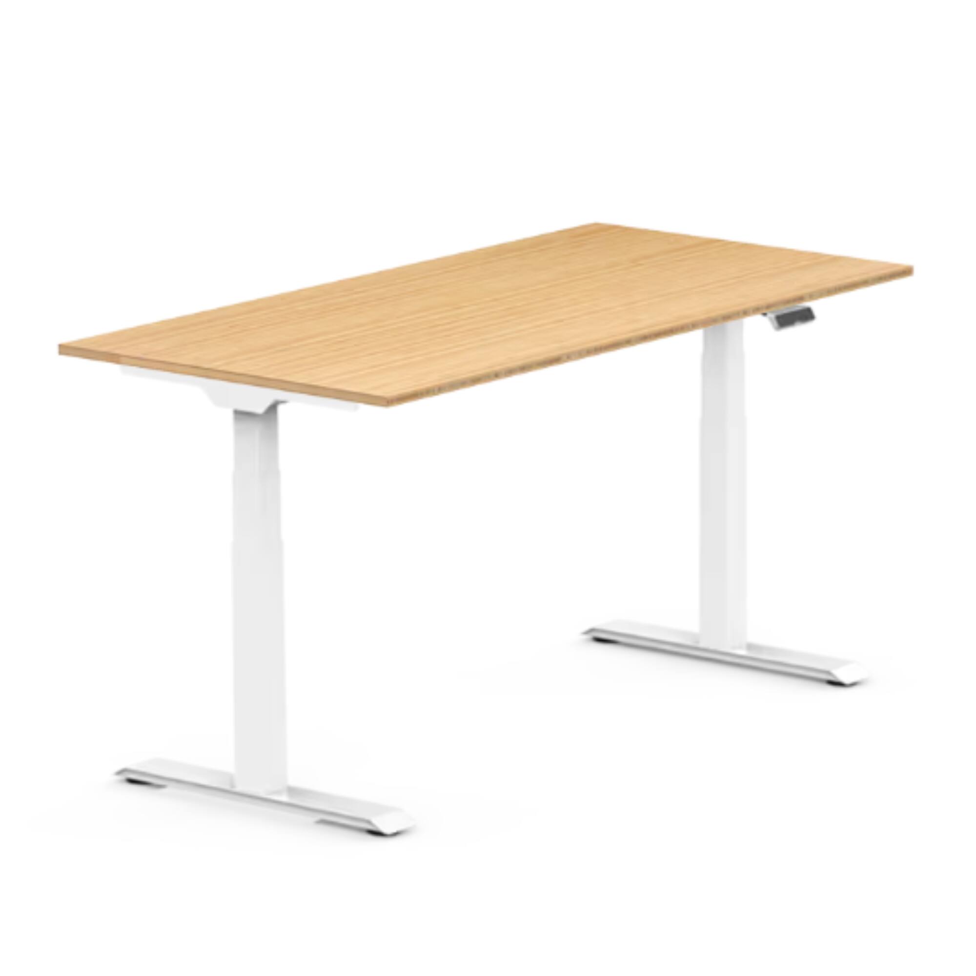 Front. FlexiSpot - FlexiSpot E7 60''W Electric Adjustable Standing Desk, Bamboo/White - Bamboo.