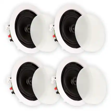 Front. Theater Solutions by Goldwood - TS50C in Ceiling Speakers Surround Sound Home Theater 2 Pair Pack - Paintable White.