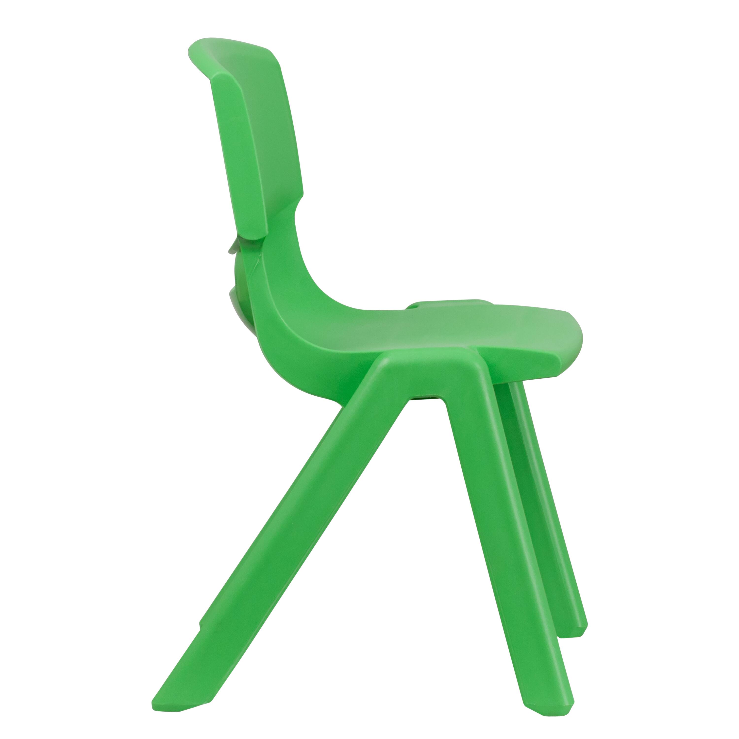 Alt View 7. Emma + Oliver - 4 Pack Plastic Stack School Chair with 15.5"H Seat, 3rd-7th School Chair - Green.