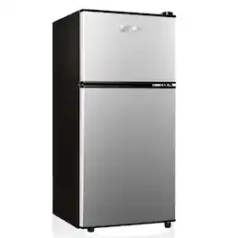 OSTBA - Mini Fridge Freezer 3 Cu.Ft, Reversible Door with 7 Settings Adjustable Thermostat - Silver