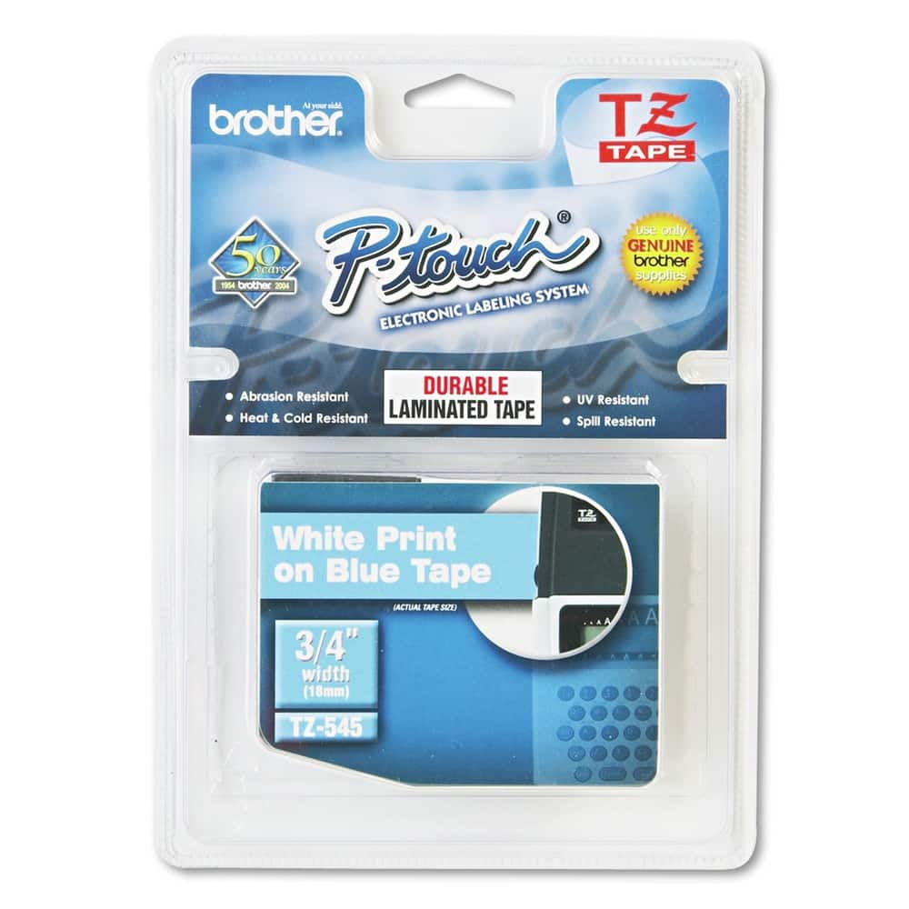 Brother - P-Touch TZE545 0.7 in. x 26.2 ft. TZe Standard Adhesive Laminated Labeling Tape - White on - Blue price history on PriceWatchPro