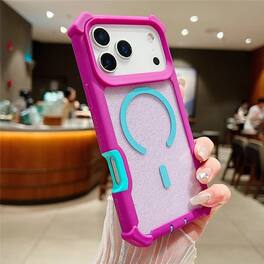 UUCOVER - For Apple iPhone 17 Pro Max Magnetic Case Compatible with Magsafe Detachable 2 in 1 Shockproof Frame Glitter Clear Cover - purple