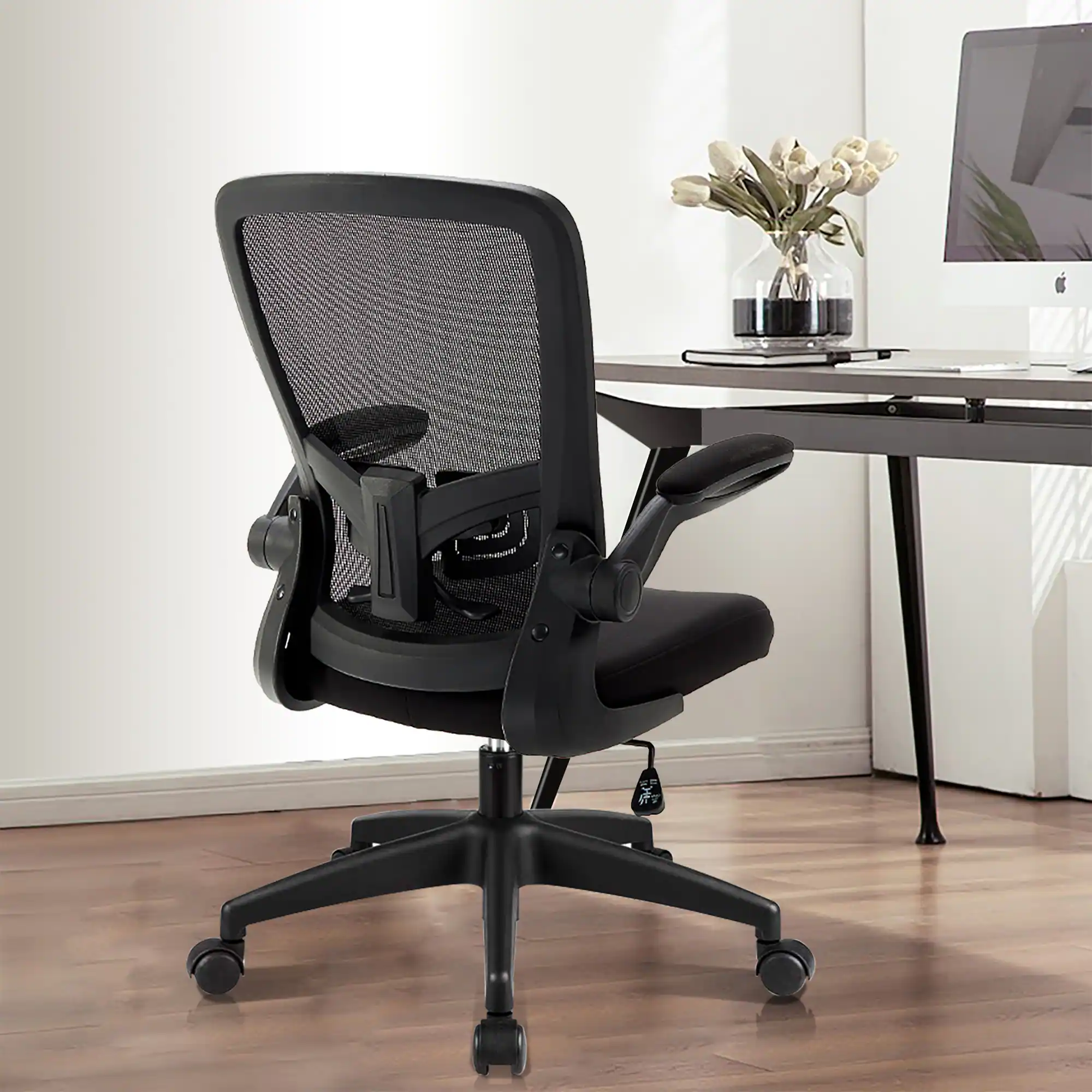 KERDOM - Office Chair for Conference Room - Ergonomic Desk Chair with Adjustable Lumbar Support, Swivel, Tilt, Breathable Mesh - Black