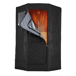 Costway - Portable Sauna Box for Home, Full Body Sauna Tent with Heated Foot Pad - Black
