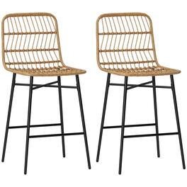 Homcom - Counter Bar Stools Set of 2, 26" Counter Height Barstools with Back - Brown