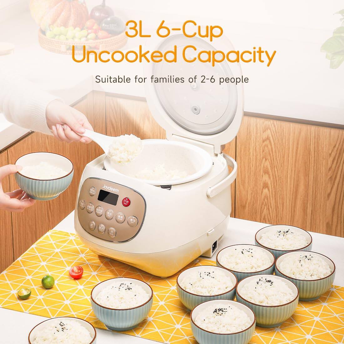 3L 6-Cup Uncooked Capacity  
Suitable for families of 2-6 people