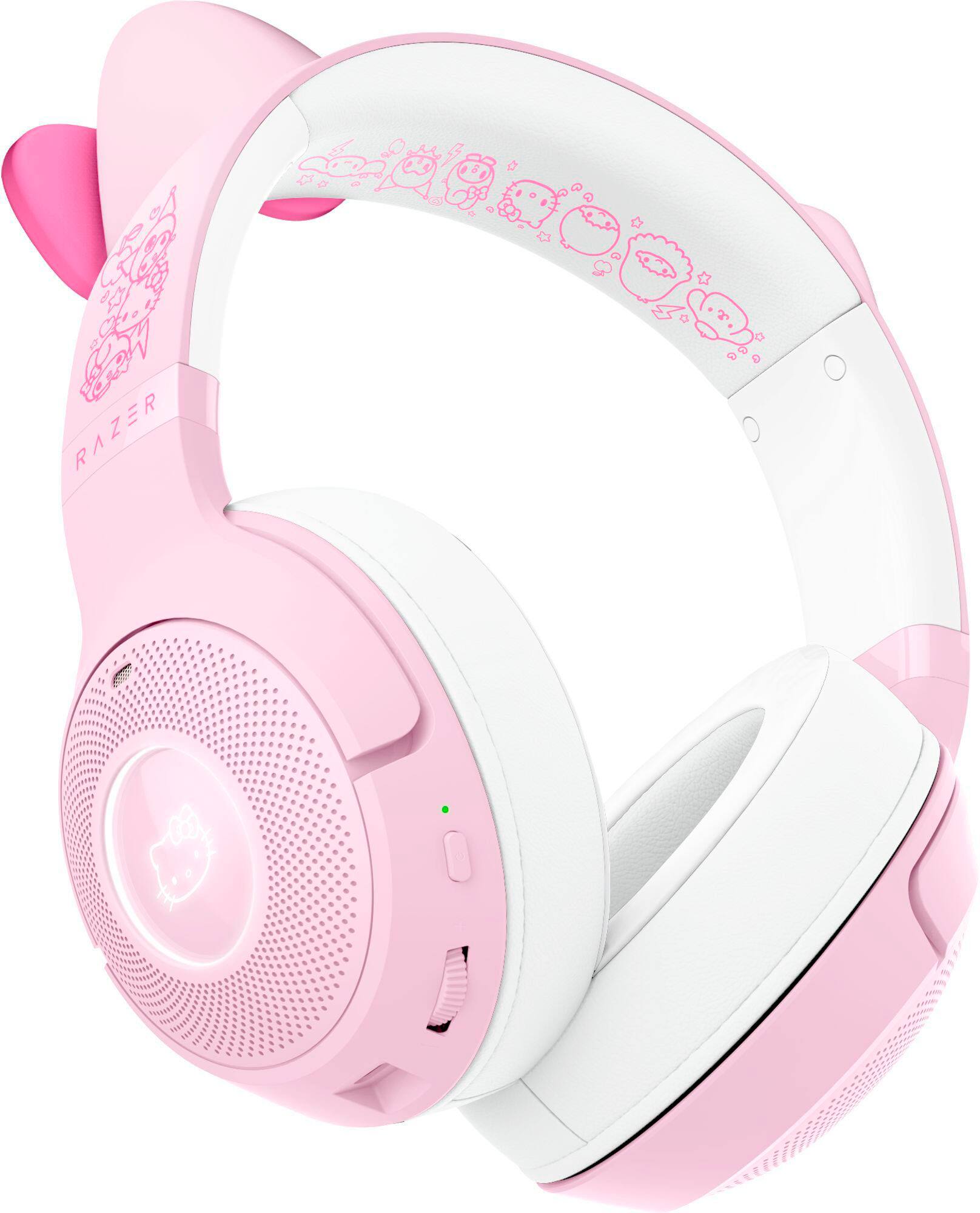 Alt View 15. Razer - Kraken Kitty V2 Bluetooth Wireless Over-the-Ear Gaming Headset for PC, Mac, Playstation, Nintendo Switch, Steam Deck - Hello Kitty Edition.