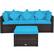 Angle. Costway - 4PCS Patio Rattan Furniture Set Sofa Ottoman Cushion Garden Deck - Turquoise.